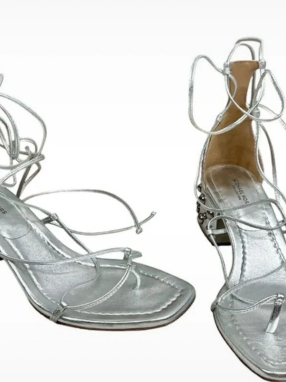 Michael Kors Collection Silver Leather Studded Gladiator Sandals Women’s Size 8
